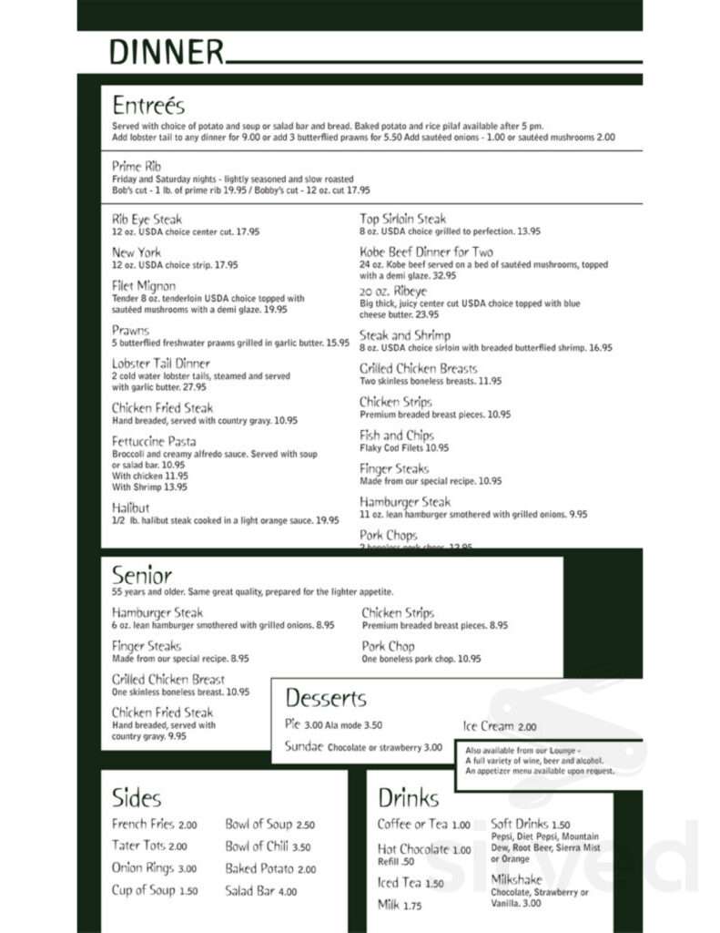 Bob’s Steak N’ Spirits menu 4